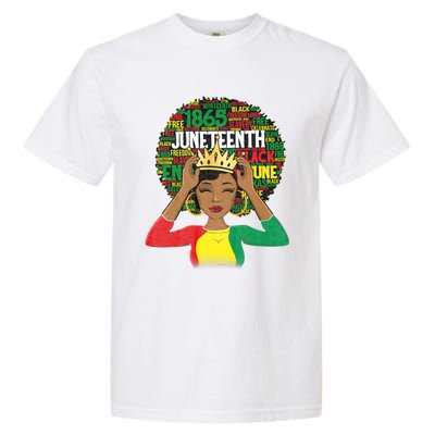 Juneteenth Women Queen African American Black Afro Garment-Dyed Heavyweight T-Shirt