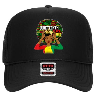 Juneteenth Women Queen African American Black Afro High Crown Mesh Back Trucker Hat