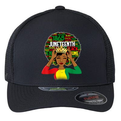 Juneteenth Women Queen African American Black Afro Flexfit Unipanel Trucker Cap