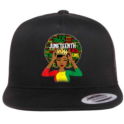 Juneteenth Women Queen African American Black Afro Flat Bill Trucker Hat