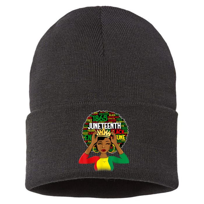 Juneteenth Women Queen African American Black Afro Sustainable Knit Beanie