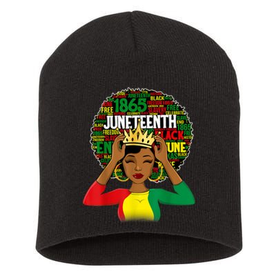 Juneteenth Women Queen African American Black Afro Short Acrylic Beanie