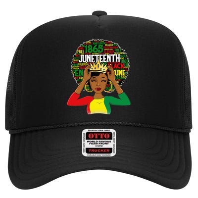 Juneteenth Women Queen African American Black Afro High Crown Mesh Back Trucker Hat