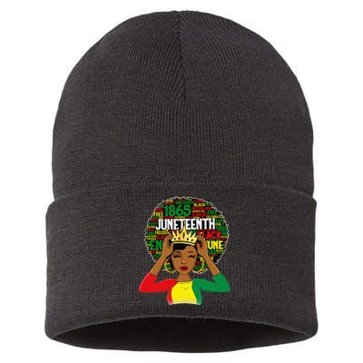 Juneteenth Women Queen African American Black Afro Sustainable Knit Beanie