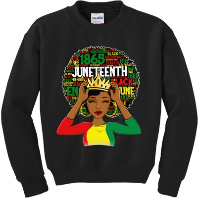 Juneteenth Women Queen African American Black Afro Kids Sweatshirt