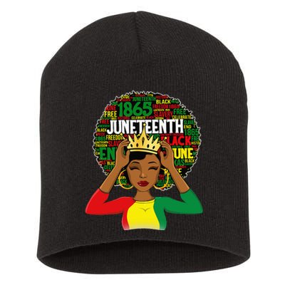 Juneteenth Women Queen African American Black Afro Short Acrylic Beanie