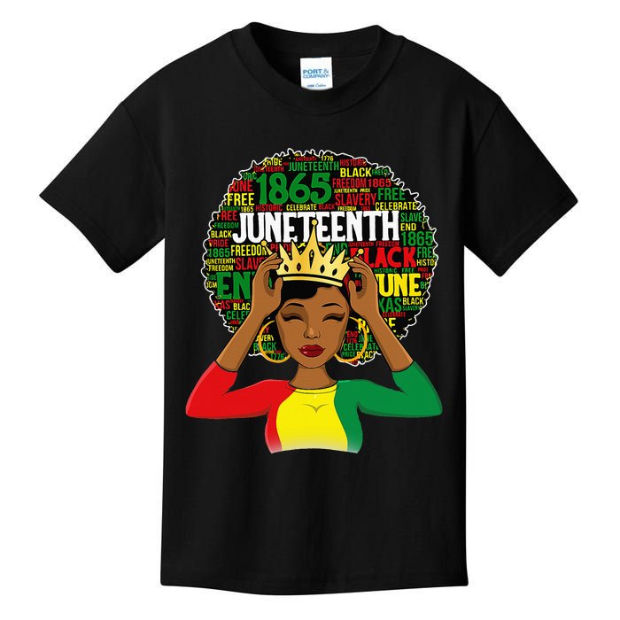 Juneteenth Women Queen African American Black Afro Kids T-Shirt