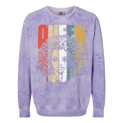 Juneteenths Wo Queen African American Natural Afro Colorblast Crewneck Sweatshirt