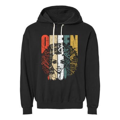 Juneteenths Wo Queen African American Natural Afro Garment-Dyed Fleece Hoodie