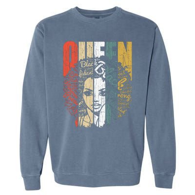 Juneteenths Wo Queen African American Natural Afro Garment-Dyed Sweatshirt