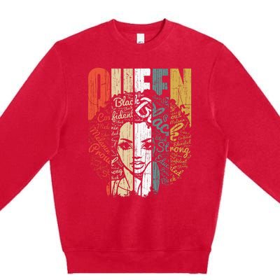 Juneteenths Wo Queen African American Natural Afro Premium Crewneck Sweatshirt