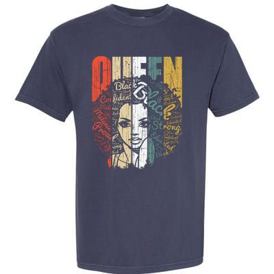 Juneteenths Wo Queen African American Natural Afro Garment-Dyed Heavyweight T-Shirt