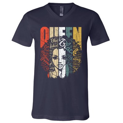 Juneteenths Wo Queen African American Natural Afro V-Neck T-Shirt