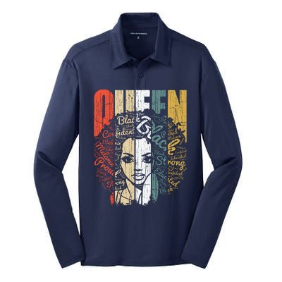 Juneteenths Wo Queen African American Natural Afro Silk Touch Performance Long Sleeve Polo