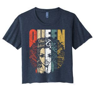 Juneteenths Wo Queen African American Natural Afro Women's Crop Top Tee