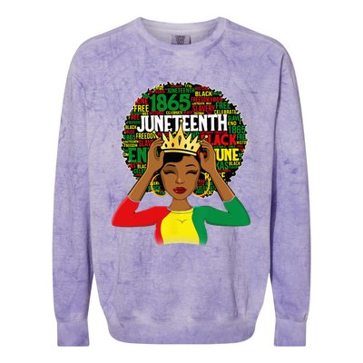 Juneteenth wo Queen African American black afro Colorblast Crewneck Sweatshirt