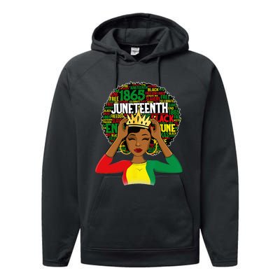 Juneteenth wo Queen African American black afro Performance Fleece Hoodie