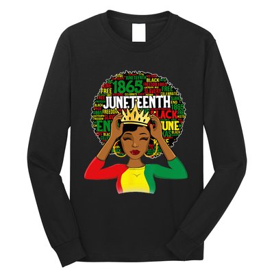 Juneteenth wo Queen African American black afro Long Sleeve Shirt