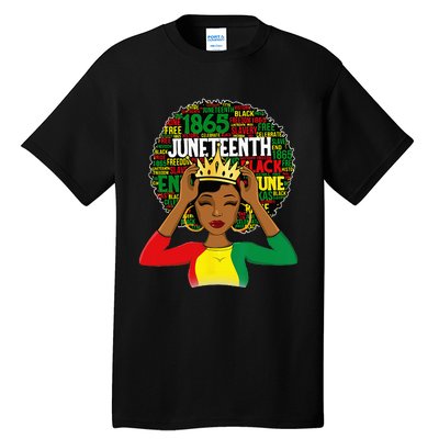 Juneteenth wo Queen African American black afro Tall T-Shirt