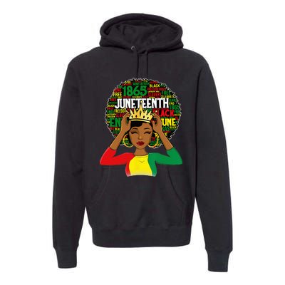 Juneteenth wo Queen African American black afro Premium Hoodie