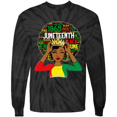 Juneteenth wo Queen African American black afro Tie-Dye Long Sleeve Shirt