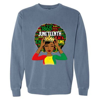 Juneteenth wo Queen African American black afro Garment-Dyed Sweatshirt