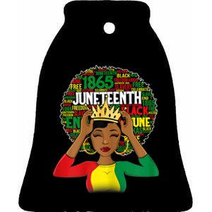 Juneteenth Women Queen African American Black Afro Ceramic Bell Ornament