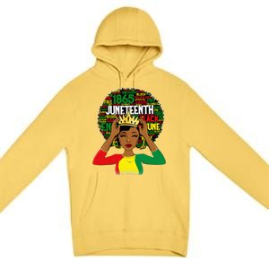 Juneteenth Women Queen African American Black Afro Premium Pullover Hoodie