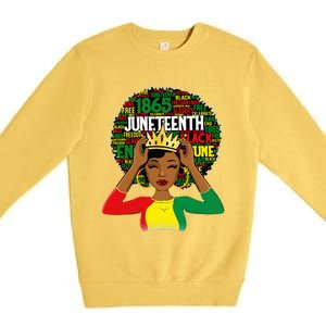 Juneteenth Women Queen African American Black Afro Premium Crewneck Sweatshirt