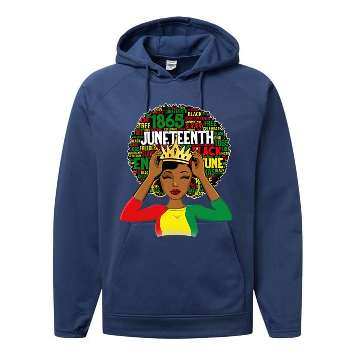 Juneteenth Women Queen African American Black Afro Performance Fleece Hoodie