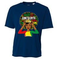 Juneteenth Women Queen African American Black Afro Cooling Performance Crew T-Shirt