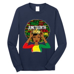 Juneteenth Women Queen African American Black Afro Long Sleeve Shirt