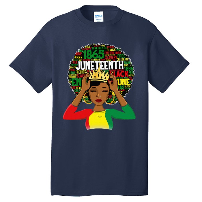 Juneteenth Women Queen African American Black Afro Tall T-Shirt