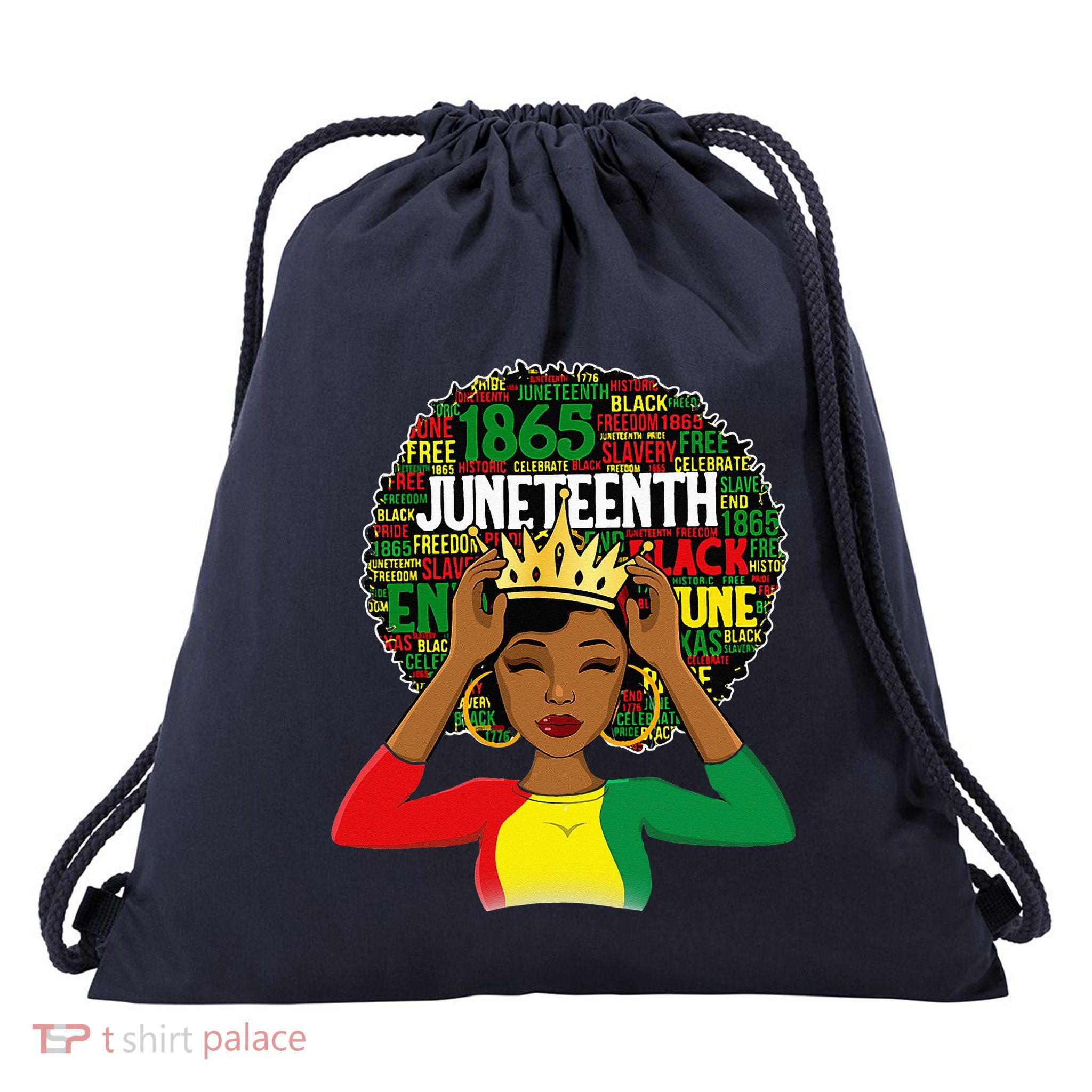 Juneteenth Women Queen African American Black Afro Drawstring Bag
