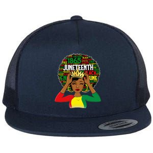 Juneteenth Women Queen African American Black Afro Flat Bill Trucker Hat