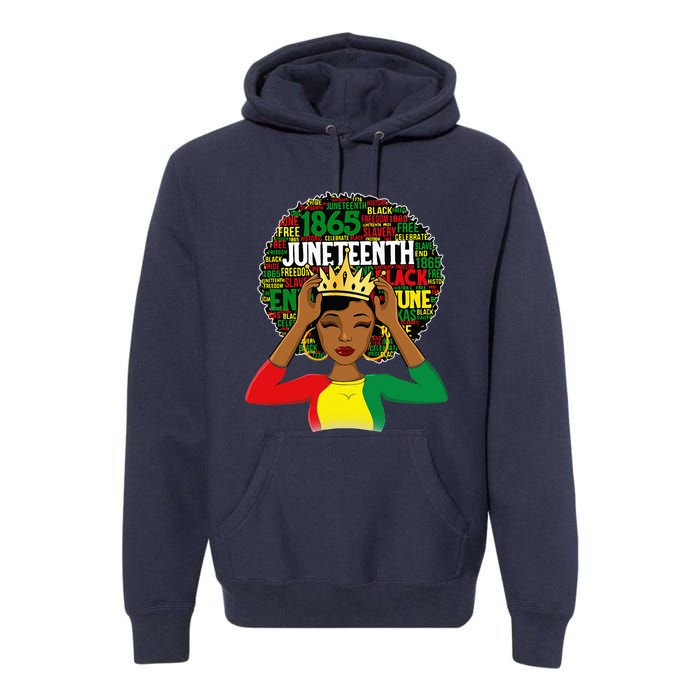 Juneteenth Women Queen African American Black Afro Premium Hoodie