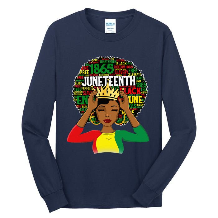 Juneteenth Women Queen African American Black Afro Tall Long Sleeve T-Shirt