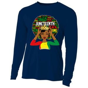 Juneteenth Women Queen African American Black Afro Cooling Performance Long Sleeve Crew