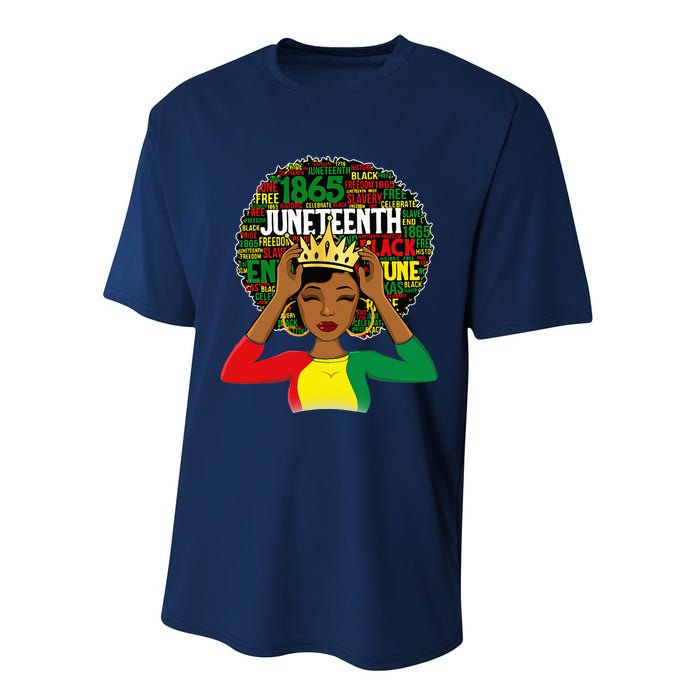 Juneteenth Women Queen African American Black Afro Performance Sprint T-Shirt