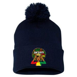 Juneteenth Women Queen African American Black Afro Pom Pom 12in Knit Beanie