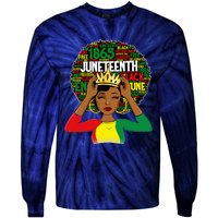 Juneteenth Women Queen African American Black Afro Tie-Dye Long Sleeve Shirt