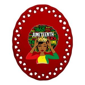 Juneteenth Women Queen African American Black Afro Ceramic Oval Ornament