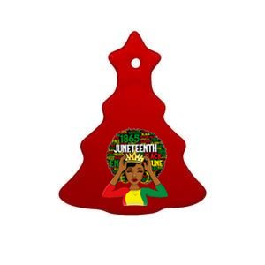 Juneteenth Women Queen African American Black Afro Ceramic Tree Ornament