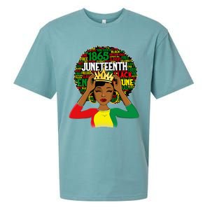 Juneteenth Women Queen African American Black Afro Sueded Cloud Jersey T-Shirt