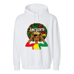 Juneteenth Women Queen African American Black Afro Garment-Dyed Fleece Hoodie