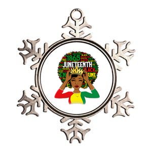 Juneteenth Women Queen African American Black Afro Metallic Star Ornament