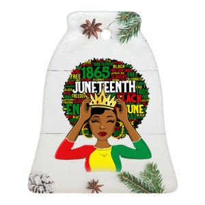 Juneteenth Women Queen African American Black Afro Ceramic Bell Ornament