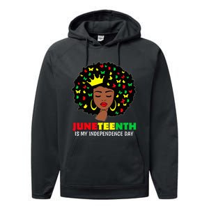 Juneteenth wo Queen African American black Wo Performance Fleece Hoodie