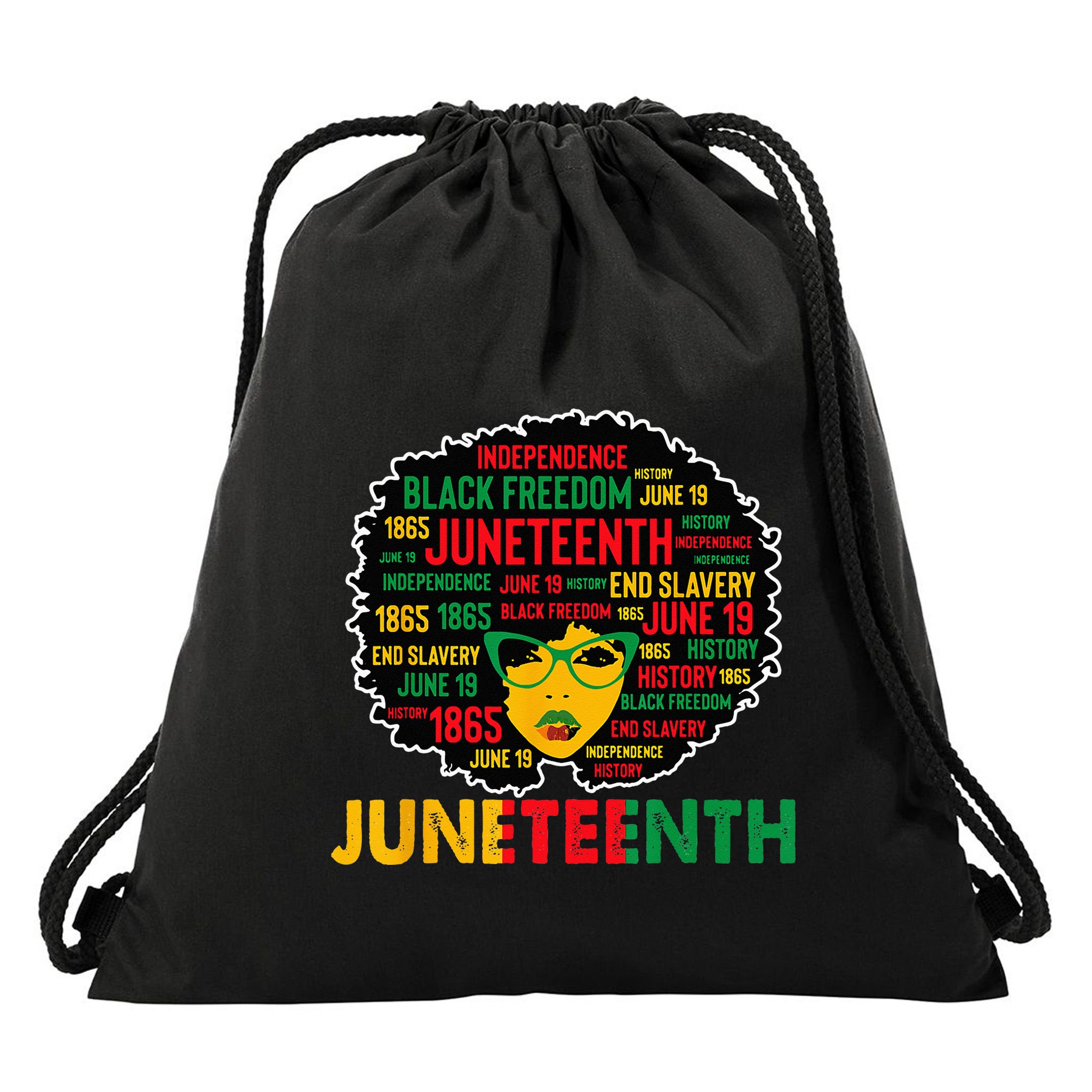 Juneteenth Wo Queen African American Black Afro Drawstring Bag