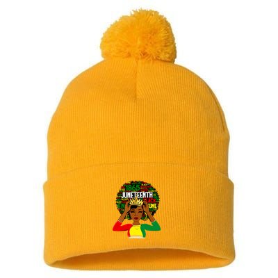 Juneteenth Women Queen African American Black Afro Pom Pom 12in Knit Beanie